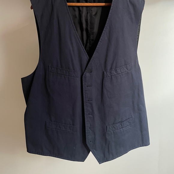 Vintage Polo Ralph Lauren blue label cotton navy button belted work vest Size 2X - Picture 6 of 6